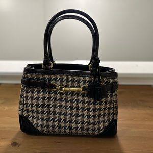 Coach Houndstooth & Suede Hampton handbag